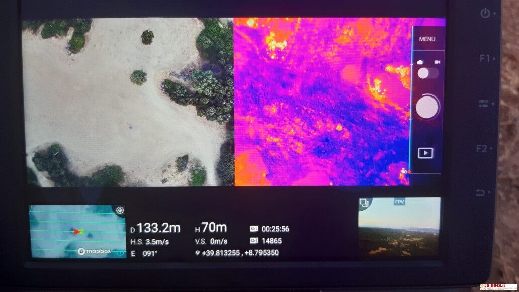 Real-time display of the areas detected in the thermal infrared